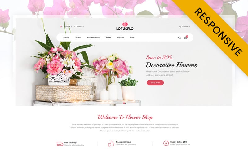 Lotusflo - Flowers Store OpenCart Template